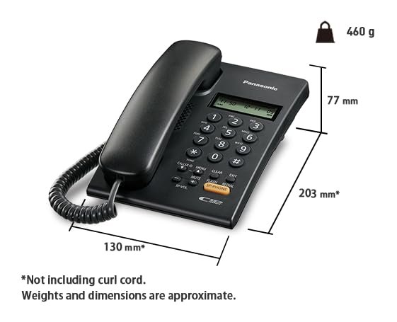 Panasonic KX-TSC62SX Corded Landline Phone | 16-digit LCD with clock, caller ID support, 3-step ringer volume control, 30-call log, 5 redial memory, flash setting, tone/pulse mode, mute, secret dial, wall mountable, black.