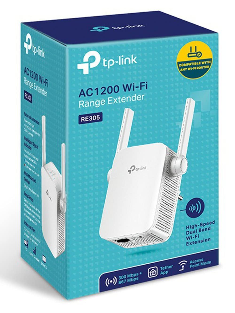 Range Extender TP-Link Archer RE305 | AC1200 WiFi, Up to 1200Mbps Speed, Dual Band Wireless Extender, Repeater, Signal Booster, Access Point| Easy Set-Up, Extends Internet Wi-Fi