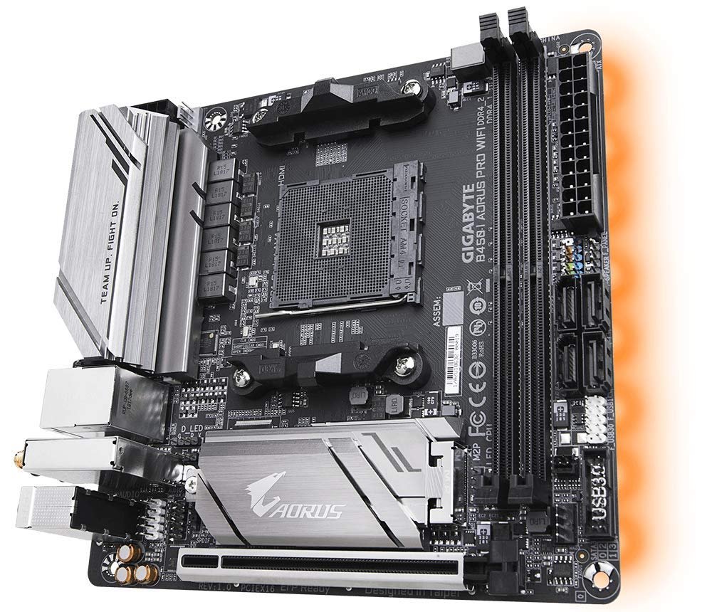 Motherboard Gigabyte B450 I AORUS PRO WIFI | AMD B450 chipset, Intel Dual Band WiFi, M.2 Thermal Guard, RGB Fusion 2.0, ALC1220-VB audio, Intel GbE LAN, 4+2 phase digital PWM, CEC 2019 ready