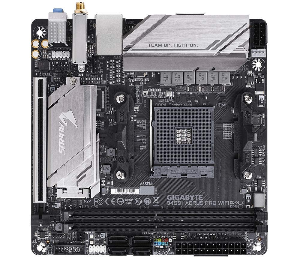 Motherboard Gigabyte B450 I AORUS PRO WIFI | AMD B450 chipset, Intel Dual Band WiFi, M.2 Thermal Guard, RGB Fusion 2.0, ALC1220-VB audio, Intel GbE LAN, 4+2 phase digital PWM, CEC 2019 ready