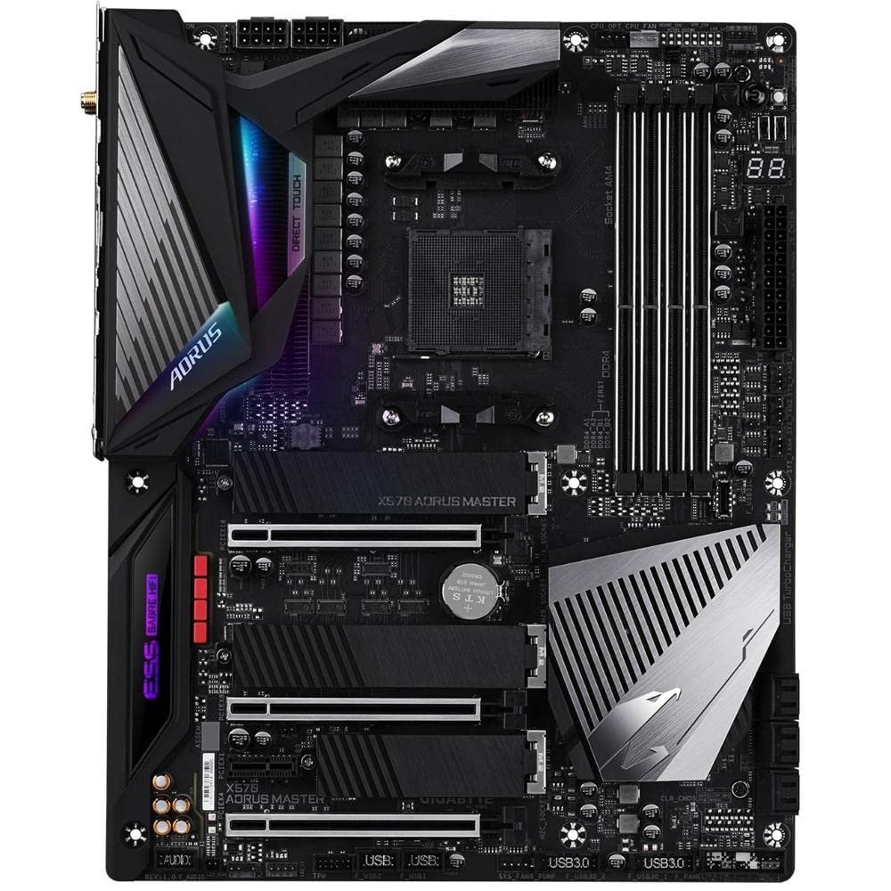 Motherboard Gigabyte X570 AORUS Master | AMD X570 chipset, 14-phase Infineon digital VRM, triple PCIe 4.0 M.2 with thermal guards, Intel WiFi 6, ESS SABRE HiFi audio, 2.5GbE + 1GbE LAN, USB Type-C, RGB Fusion 2.0
