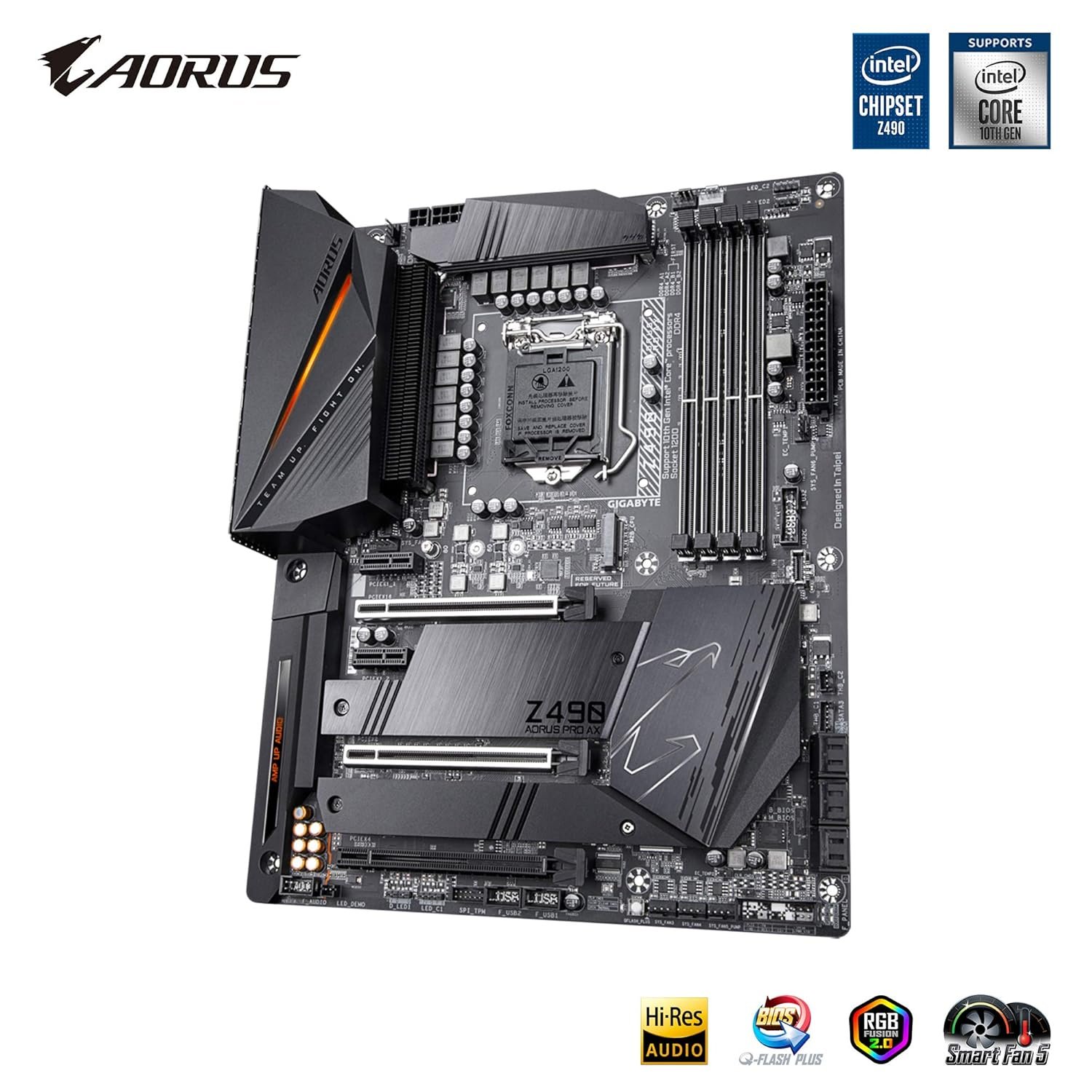Motherboard Gigabyte Z490 AORUS PRO AX | Supports Intel 10th & 11th Gen processors, 12+1 phase digital VRM, Fins-Array II thermal design, Intel WiFi 6, Intel 2.5GbE LAN, RGB Fusion 2.0