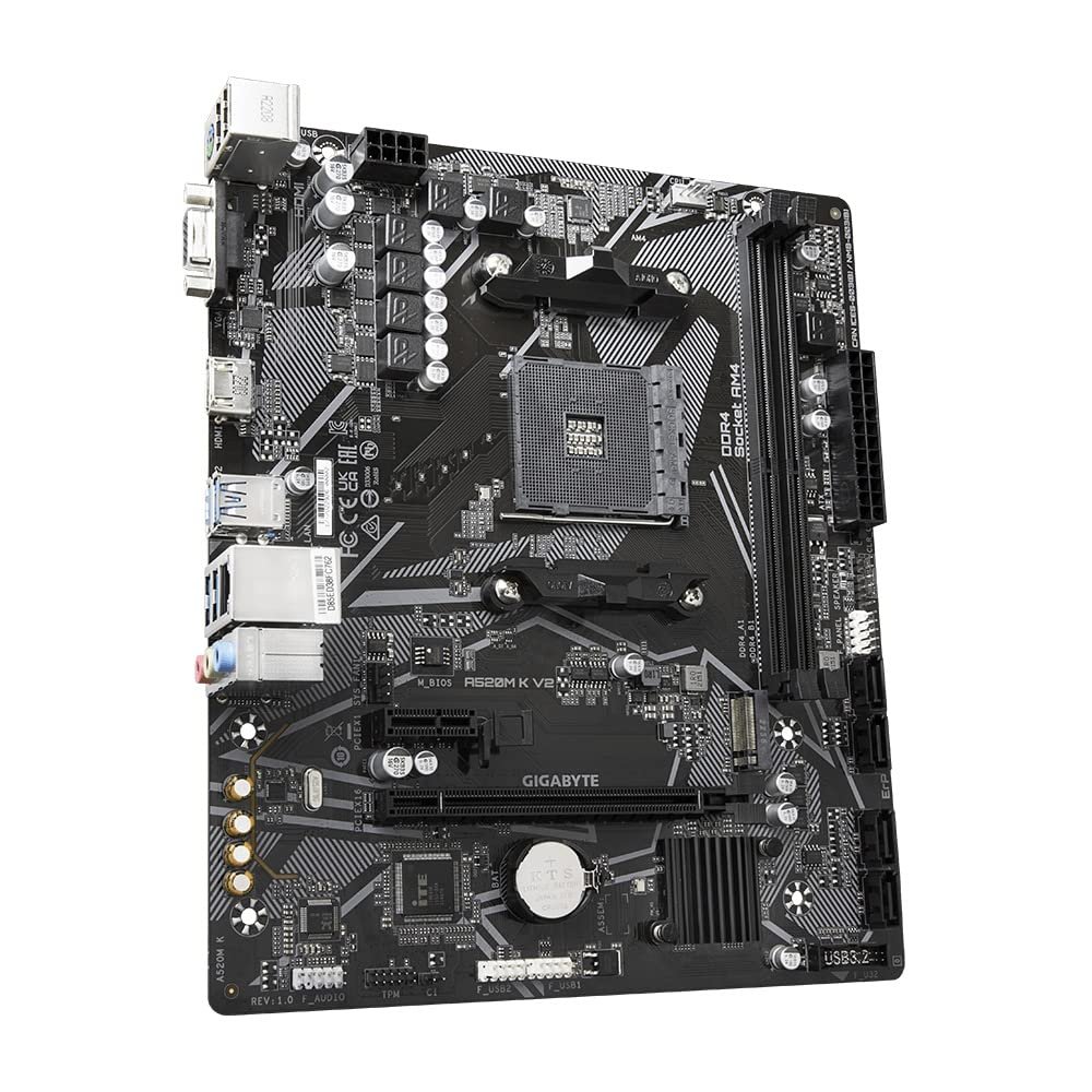 Motherboard Gigabyte AMD A520M K V2 | Ultra Durable Motherboard with GbE LAN with Bandwidth Management, Supports AMD Ryzen™ 5000 Series/ Ryzen™ 5000 G-Series/ Ryzen™ 4000 G-Series & Ryzen™ 3000 & Ryzen™ 3000 G-Series
