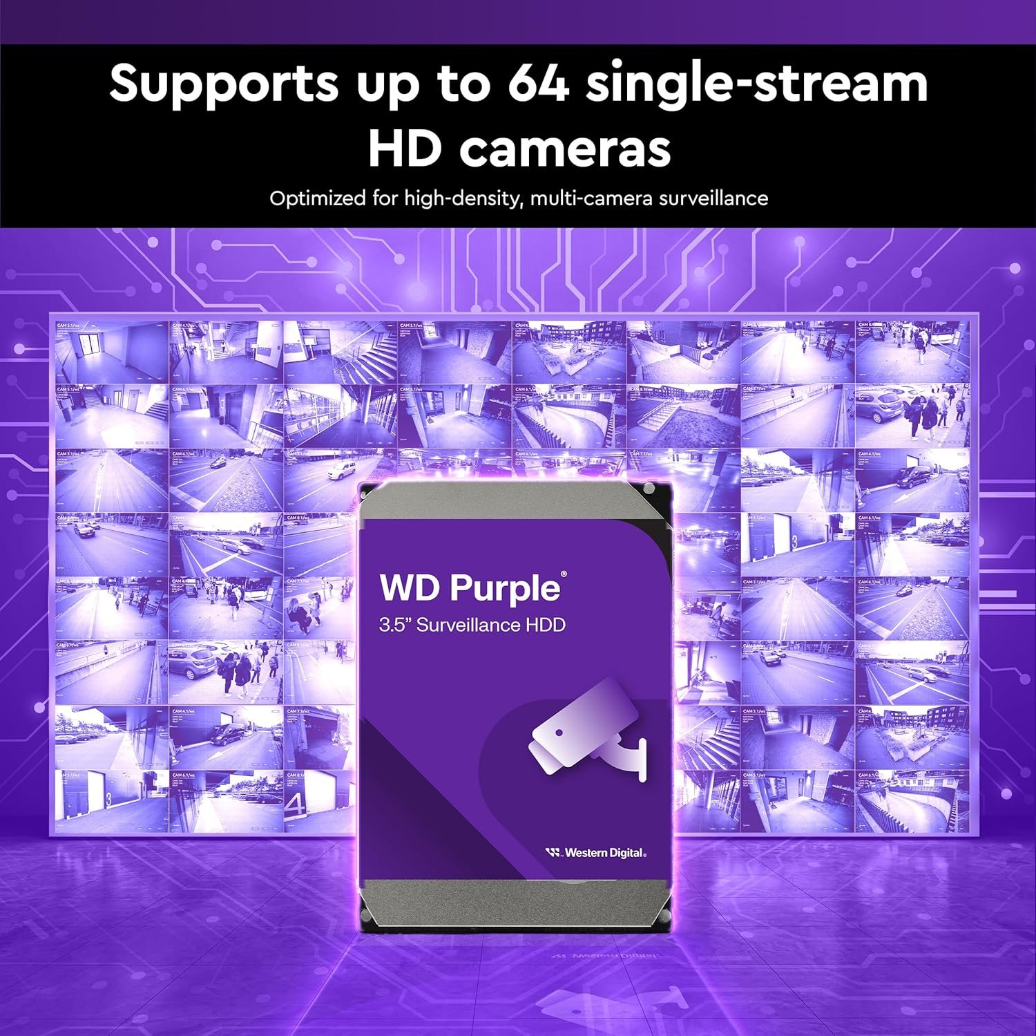 Harddisk WD 4tb Surveillance, 6 Gb/s SATA, 256MB Cache, 3.5 Inch WD43PURZ (Purple)