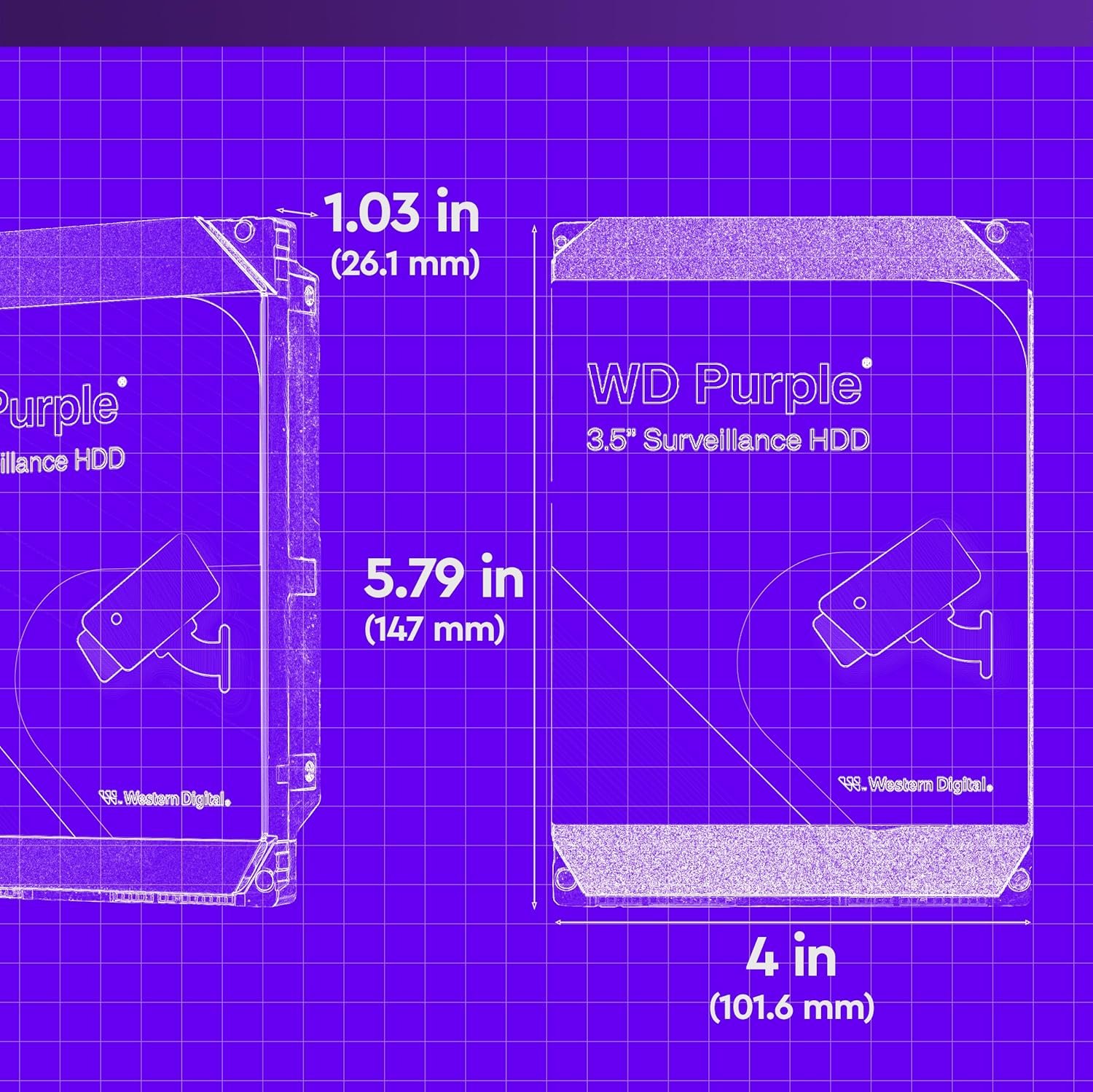 Harddisk WD 6tb Surveillance, 6 Gb/s SATA, 256MB Cache, 3.5 Inch WD64PURZ (Purple)