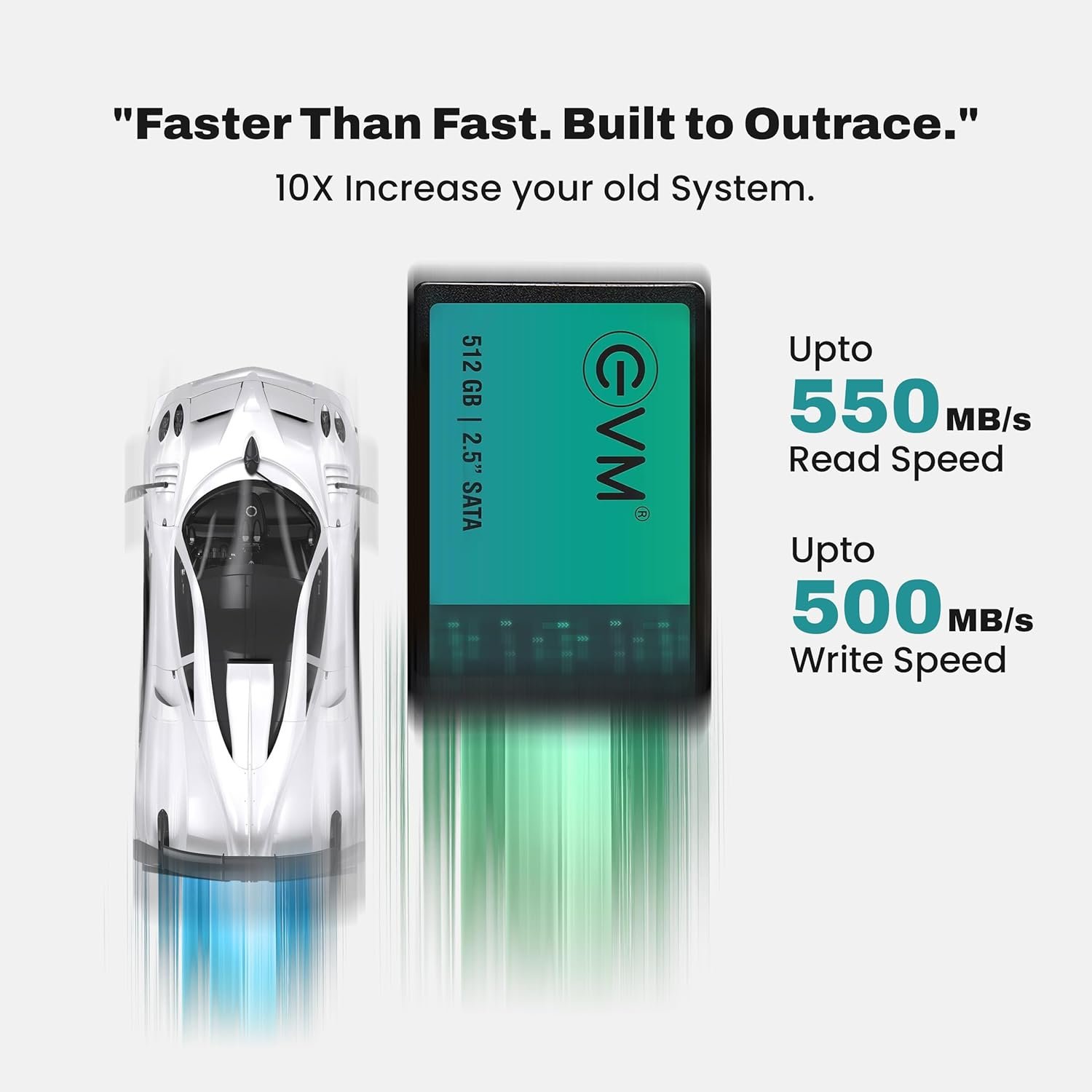 Harddisk EVM mSATA 512GB SSD EVMMS/512GB | 3D TLC NAND FLASH SATA 6.0Gbps Interface, 520MB/s Read & 500MB/s Write Speed, Fast Performance Ultra Low Power Consumption, Black