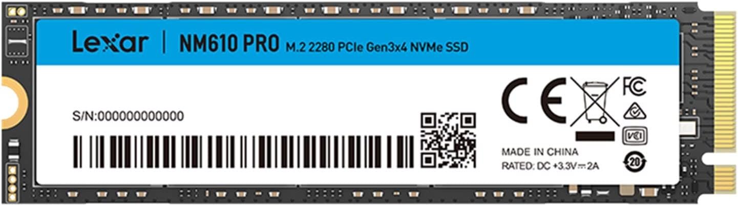 Hard Disk Drive Harddisk Lexar NM610 PRO 1TB LNM610P001T-RNNNG | M.2 2280 PCIe Gen 3x4 NVMe Internal SSD, High Speed Performance, Read Upto 3300MB/s, Write 2600MB/s, 3D NAND Flash Solid State Drive For Laptops & Desktops