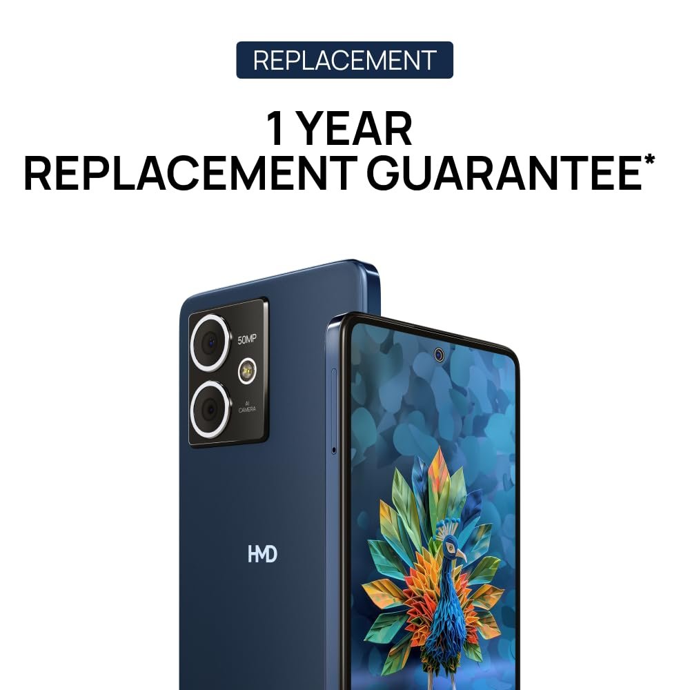 Smartphone HMD CREST 5G TA-1642 DS | Segment First 50 MP Selfie Camera, 50 MP Dual Rear AI Camera, FHD+ OLED Display, 6GB RAM & 128GB Storage, Android 14, 33W Fast Charger in Box, Midnight Blue