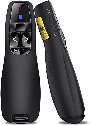 Presenter Wireless PP-03 | 2.4GHz Wireless USB Presenter, PowerPoint Red Laser Pen Pointer, Remote Controller, PPT Clicker For Presentation, Battery Not Included, Black