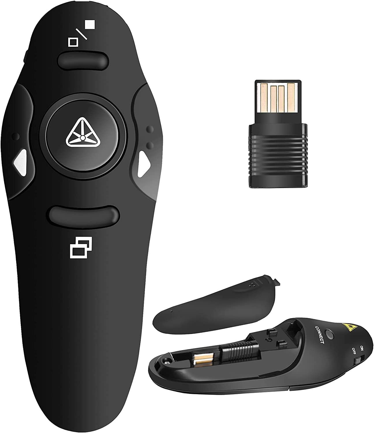 Presenter Wireless Presentation Clicker for PowerPoint Presentations, USB Dongle Presenter Remote with RF 2.4GZ Laser Pointer Slide Clickers for Mac/Windows/Linux, Computer/Laptop, Google Slide/PPT/Keynote