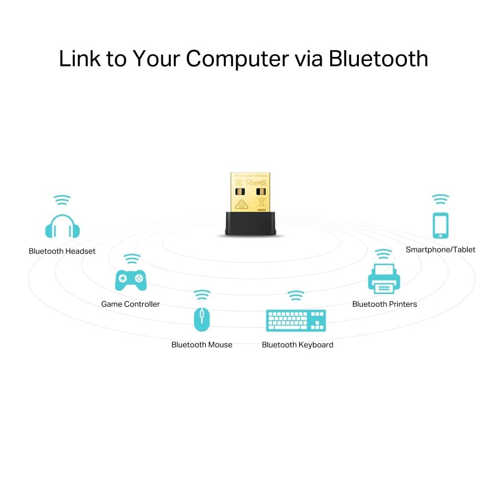 Adapter TP-Link Archer T2UB Nano | AC600 Nano Wi-Fi + Bluetooth 4.2 USB Adapter, Dual Band Wireless 600 Mbps, Supports Windows 11/10/8.1/8/7 For WiFi, Windows 11/10/8.1/7 For Bluetooth, Plug & Play, Black