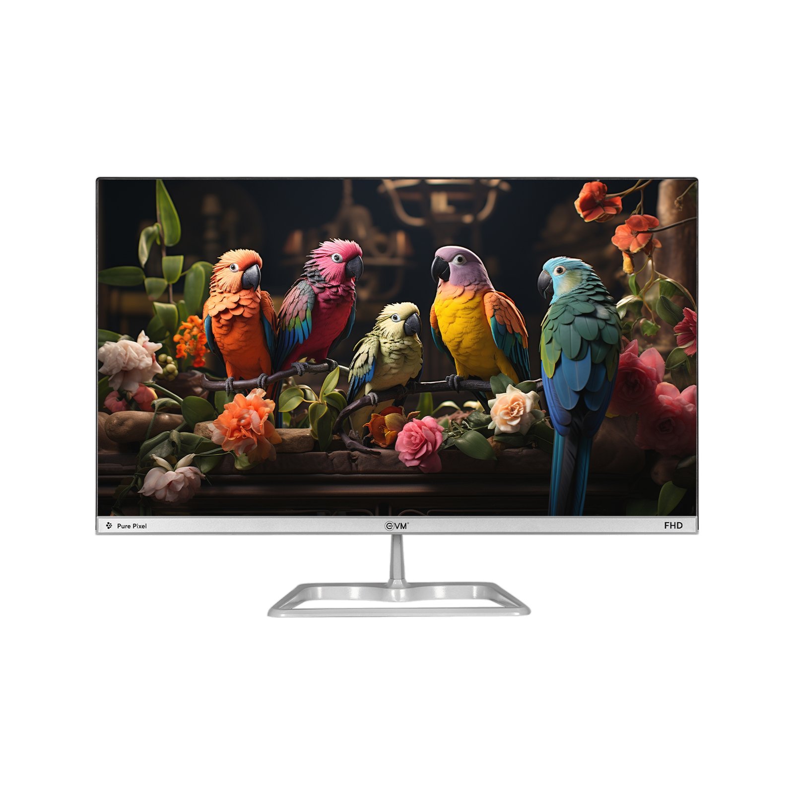 Monitor EVM 220 PLASMA LED | 21.5 Inch Flat LED Frameless FHD Monitor, 100Hz Perfect Motion Rate, Digital Crystal, 16.7M Display Colors, Low Blue Mode, Anti Glare, Flicker Free, Bazelless, Wall Mountable, White
