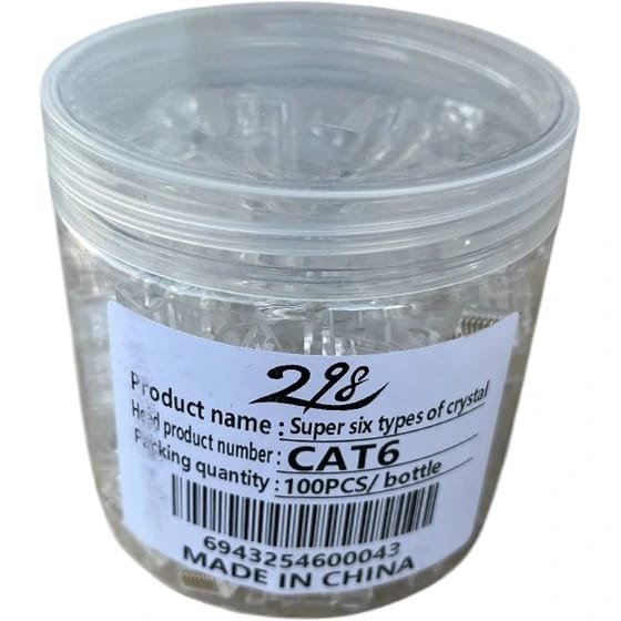 Connector RJ45 Gold Plated Pass Through Copper Pin RJ45 Connectors 8 pin 8P8C UTP FTP Modular CAT5E CAT6 Connector Network Plug unshielded rj45 Crystal Plug (Pack of 100 Connectors)