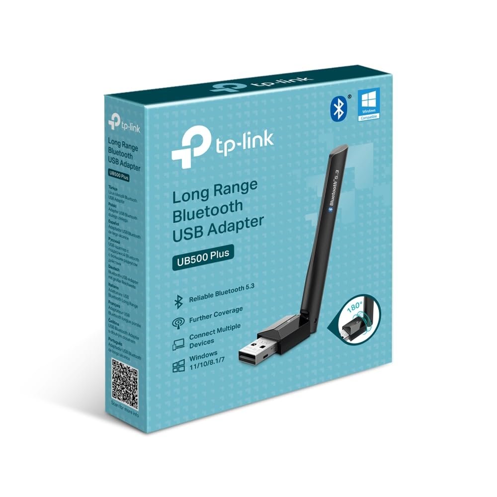 Adapter TP-Link UB500 Plus | Long Range Bluetooth USB Adapter, Reliable Bluetooth 5.3, Wireless Connectivity, Adjustable, Multi-Directional Antenna