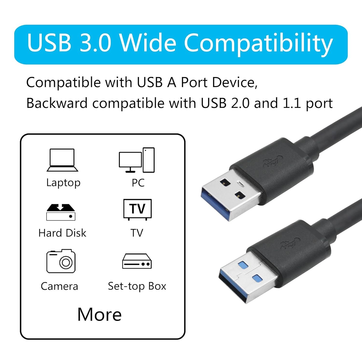 Cable Dier Berlin USB 2.0 Male To Male 3M | Gold Plated Connectors, Fully Compatible With All USB B Port Scanner or Printer, 1 Year Warranty, Black