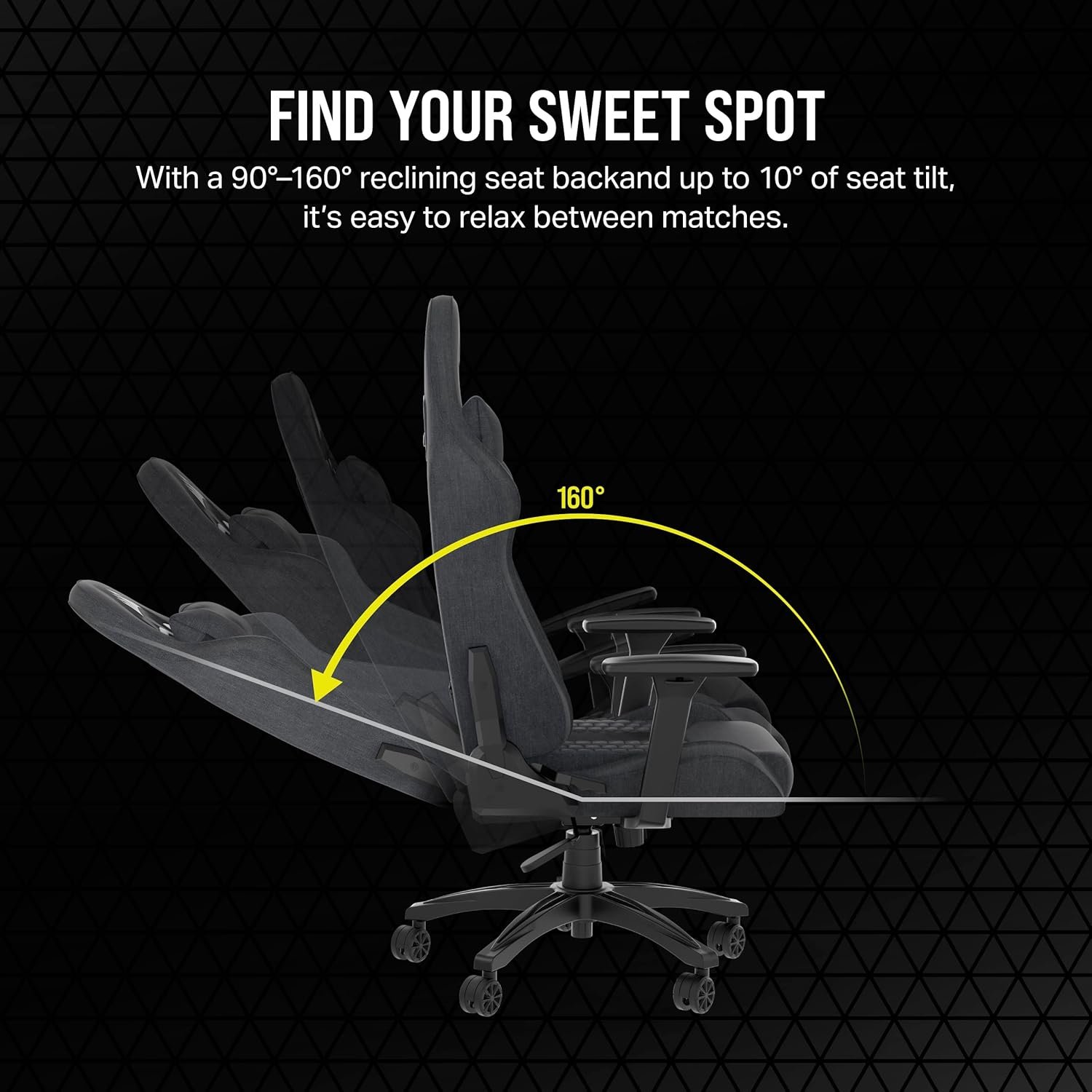 Gaming Chair Corsair TC100 CF-9010052-WW | Relaxed Gaming Chair, Fabric, Grey and Black, Racing-Inspired Design, Lumbar Pillow, Detachable Memory Foam Neck Pillow, Adjustable Armrests, Colour:- Black / Grey