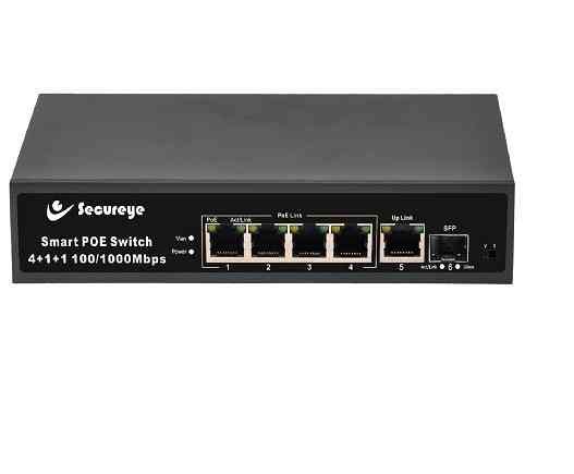 Switch Secureye SSP-4GE2UG1UF-L-NB SECUREYE 4 PoE + 2 Giga Uplink Ports + 1(1G) SFP slot switch, 10/100/1000 Mbps Giga PoE Network Switch for IP/Network CCTV Surveillance Security Systems