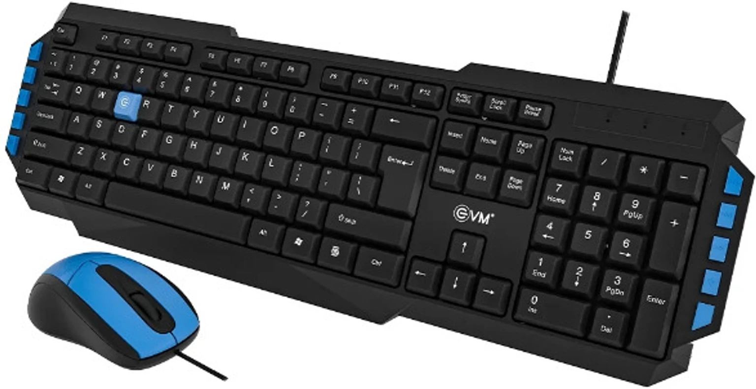 Keyboard & Mouse Combo EVM Wired WDKM414 | 104 Keys, Spill Resistant, Copper Wire, 1000 DPI Resolution, UV Paint Coated, USB Connectivity, 1.2m Cable Length, Smooth Keystrokes, Black