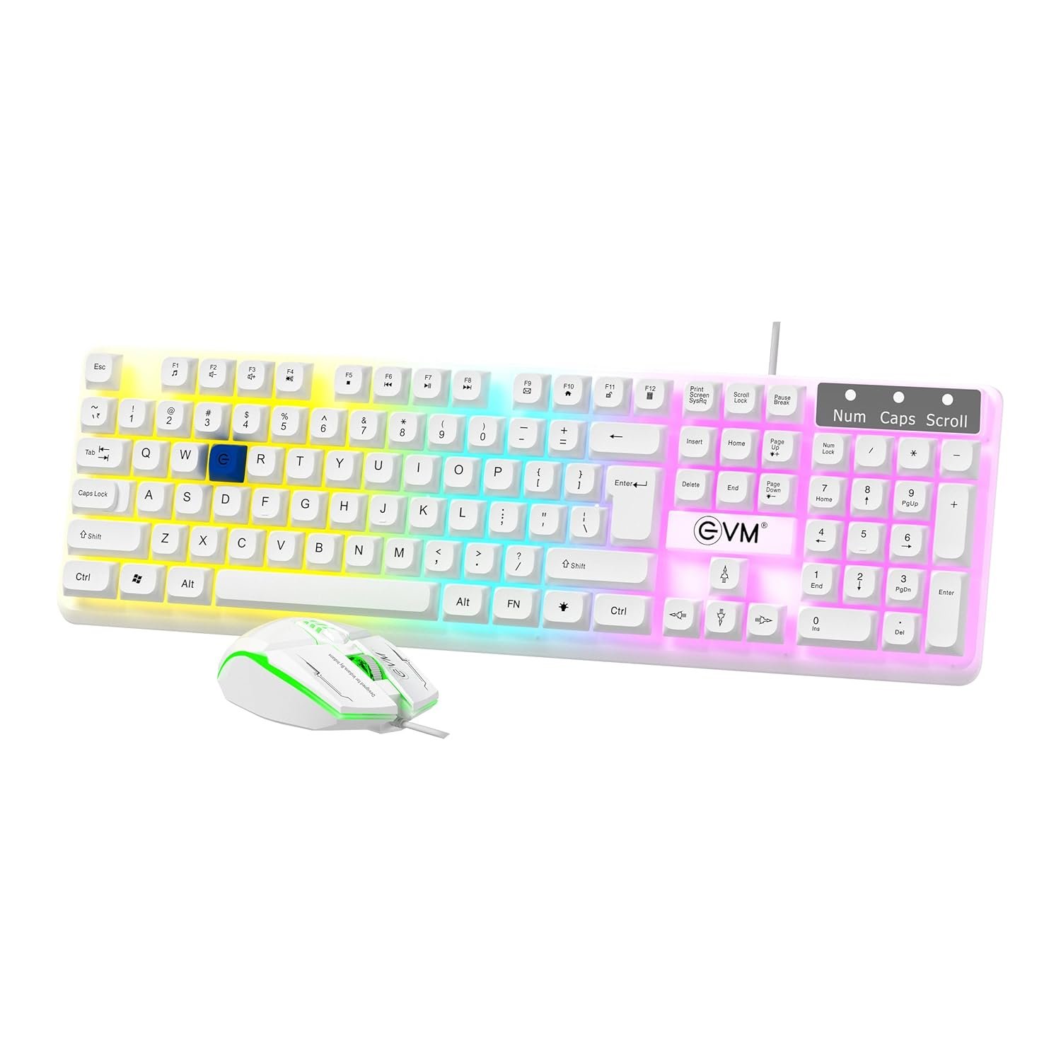 Keyboard & Mouse Combo EVM Gaming Wired EnHawk WDKM-315 | 104 Keys, Backlight Keyboard, 1.5meter Cable Length, White