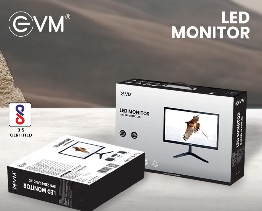Monitor EVM 220 Grand LED | 21.5" 1440×900 Hz, 5ms Fast Response Time, True Pixel, 16.7M Display Colors, VGA+HDMI, 100x100mm VESA Wall Mountable, Black
