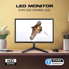 Monitor EVM 220 Grand LED | 21.5" 1440×900 Hz, 5ms Fast Response Time, True Pixel, 16.7M Display Colors, VGA+HDMI, 100x100mm VESA Wall Mountable, Black