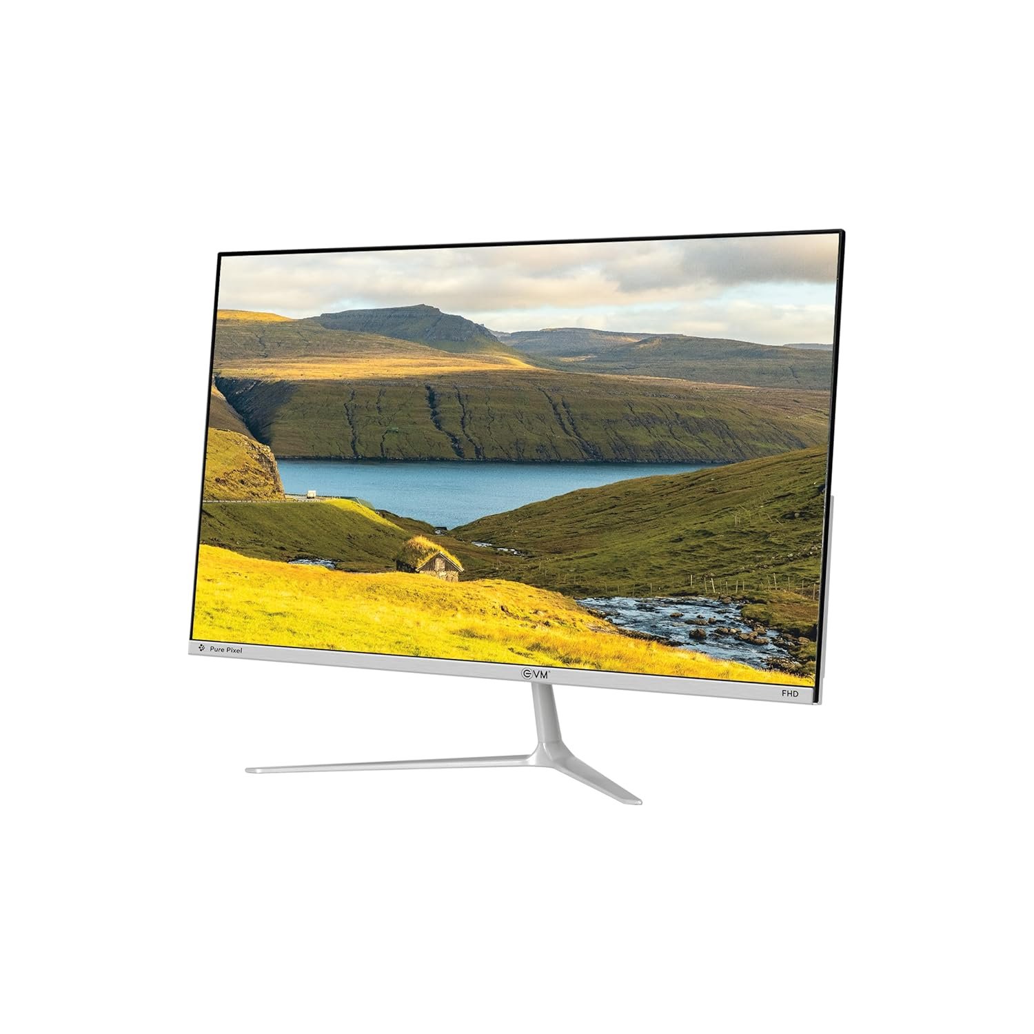 Monitor EVM PLASMA LED S270 | 27 Inch Flat LED Frameless FHD Monitor With Speaker, 100Hz Perfect Motion Rate, Digital Crystal, 16.7M Display Colors, Low Blue Mode, Anti Glare, Flicker Free, Bazelless, VGA, HDMI, DC Ports, IPS Panel, Wall Mountable, White
