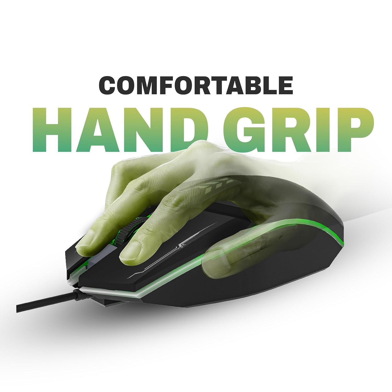 Mouse EVM Wired Gaming 6D M06063 | 3600 DPI Resolution, Multi Color LED, USB Output, 1.5m Pu Cable, Anti Grip Scroll Wheel, Black