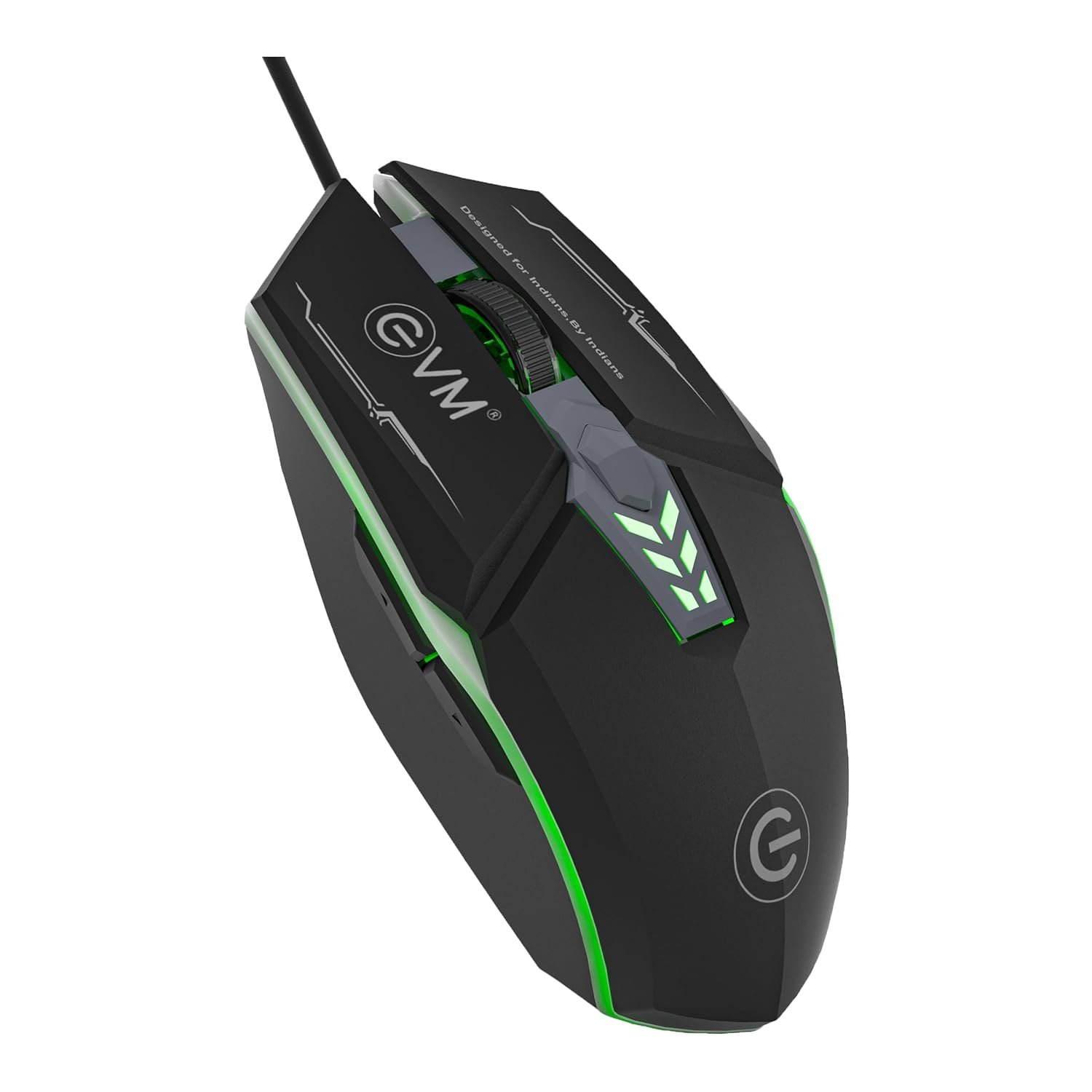 Mouse EVM Wired Gaming 6D M06063 | 3600 DPI Resolution, Multi Color LED, USB Output, 1.5m Pu Cable, Anti Grip Scroll Wheel, Black