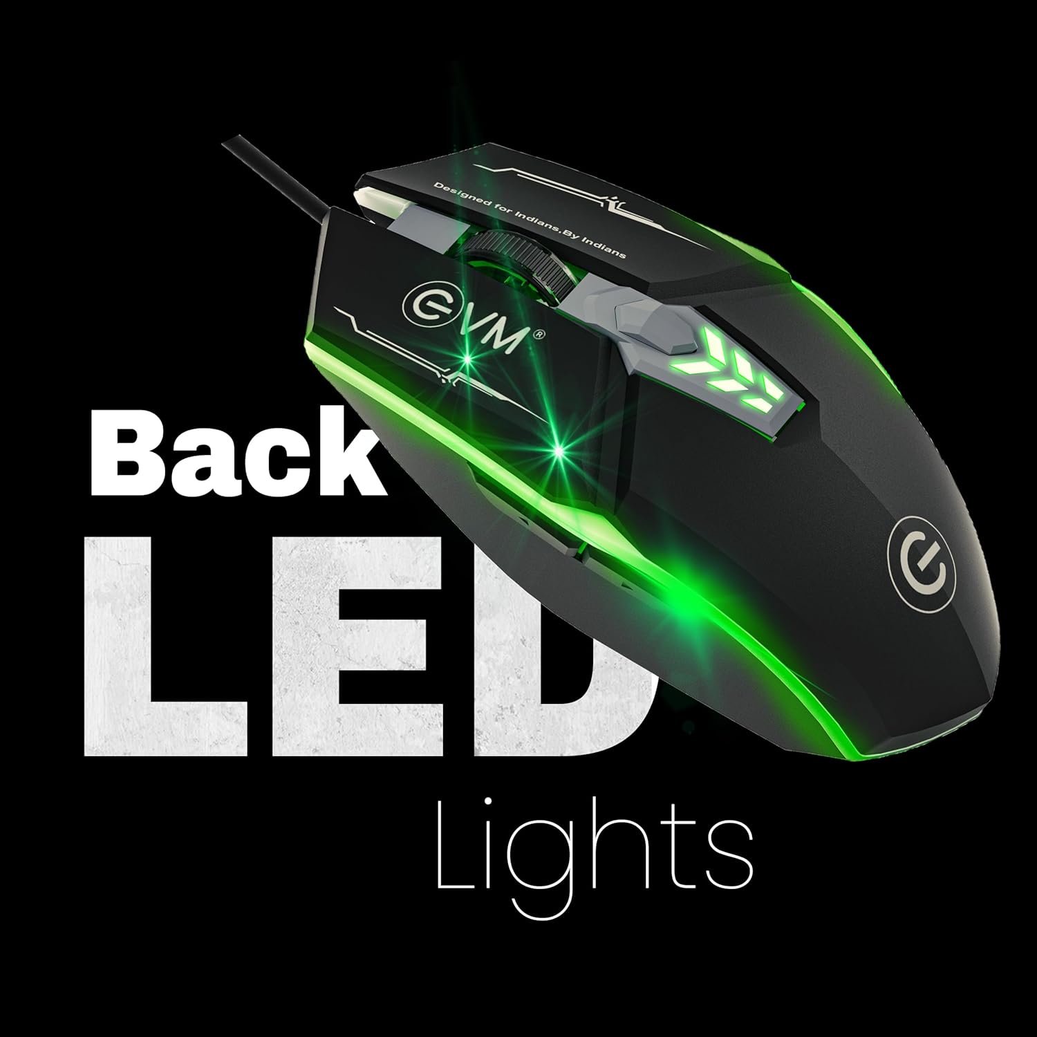 Mouse EVM Wired Gaming 6D M06063 | 3600 DPI Resolution, Multi Color LED, USB Output, 1.5m Pu Cable, Anti Grip Scroll Wheel, Black
