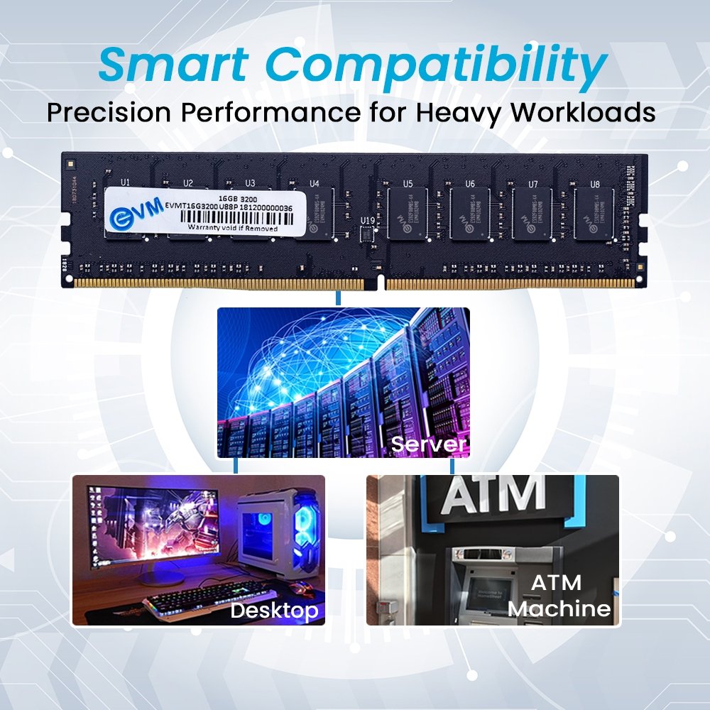 Ram EVM 16GB DDR4 3200MHZ Desktop EVMT16G3200U88P | Unleash Your System's Full Potential, Perfect for Gamers, Office Work