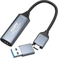 Video Capture Device HDMI to USB 3.0 | 4K 30Hz Type C,1080P 60FPS Cam Link Capture Adapter Screen Record Device For Streaming, Gaming, Video Conference, Teaching, Live Broadcasting, Compact & Portable, Grey