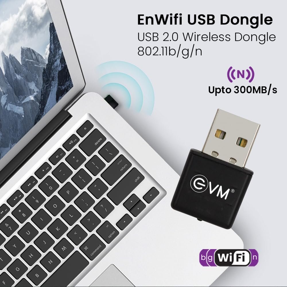 Adaptor USB Wifi Dongle EVM ENWIFI WA02 EVM-USBD-02 | Up to 300Mbps, 2.4-2.4835GHz, Operating Temperature 0Β°C ~ 40Β°C, 802.11b/g/n Devices Compatible, Black