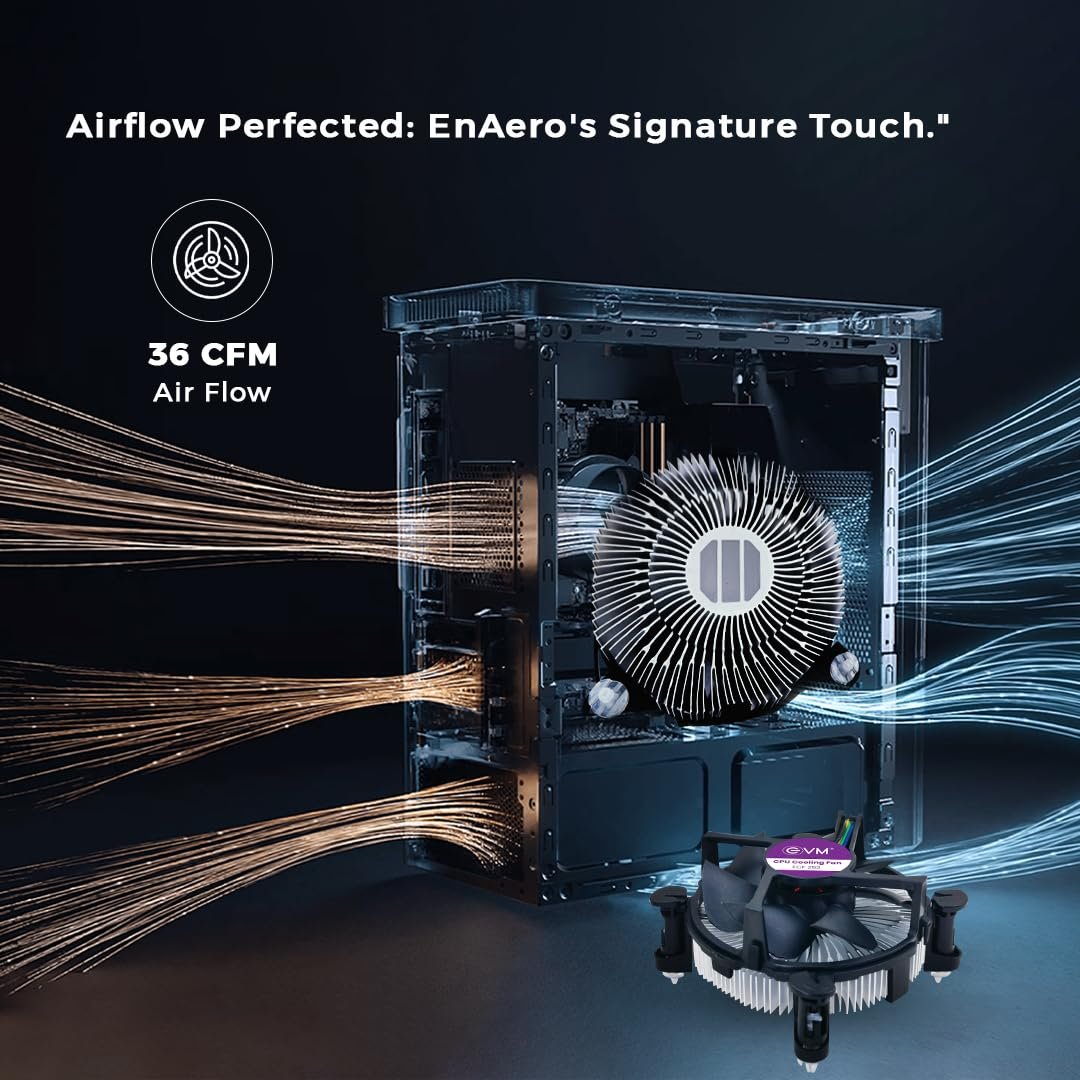 CPU Cooling Fan EVM EnAero ECF 252 | 12V, Hydraulic Fan Bearing, 90Γ90Γ25mm, 36 CFM Air Flow, 2200 RPM Fan Speed, 18 dBA Noise,150g