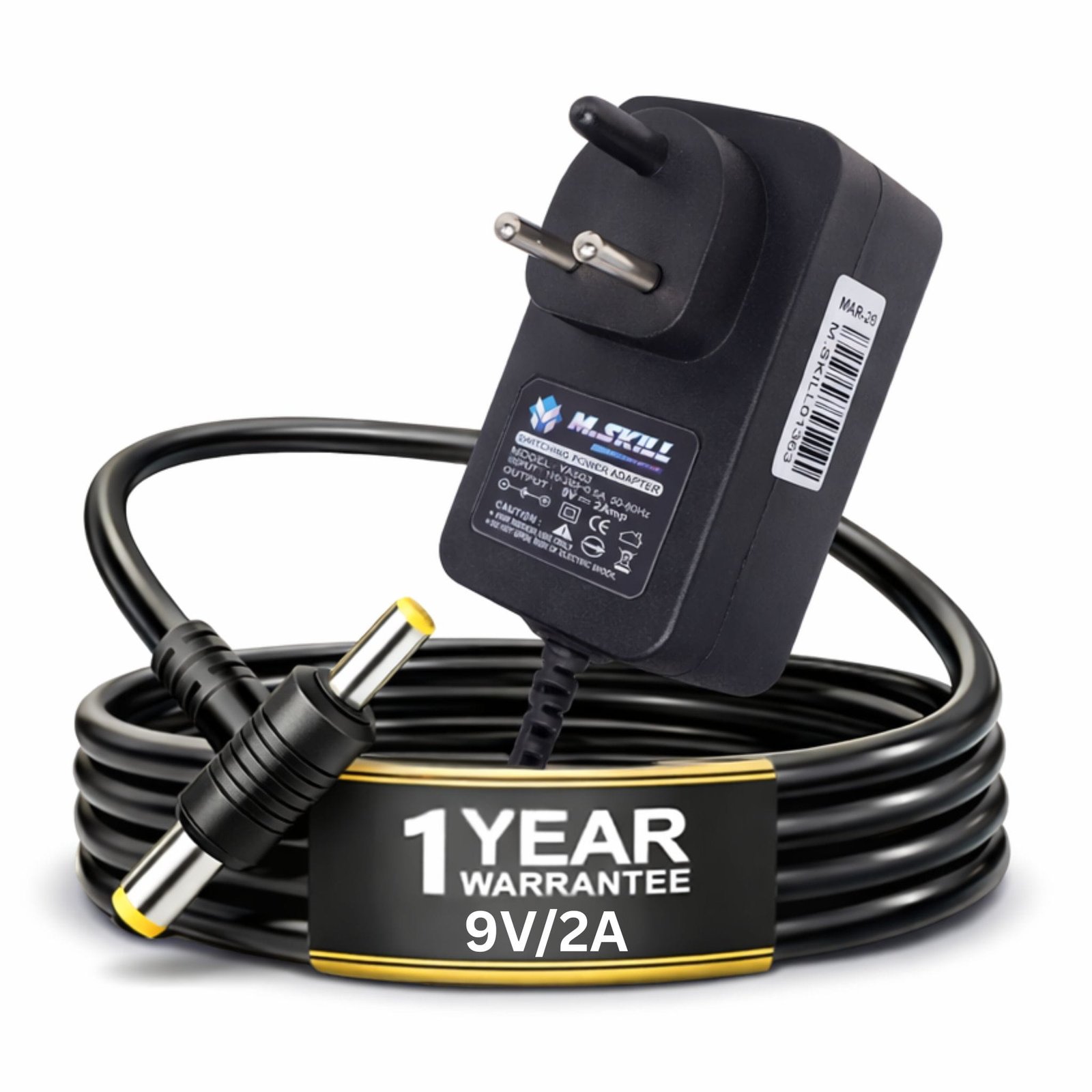 Power Adapter M.Skill 9V 2AMP DC + SONY PIN | Short Circuit & Overload Protection, SMPS Adapter For Cameras, Printers, Electronics & IT Gagets, Black
