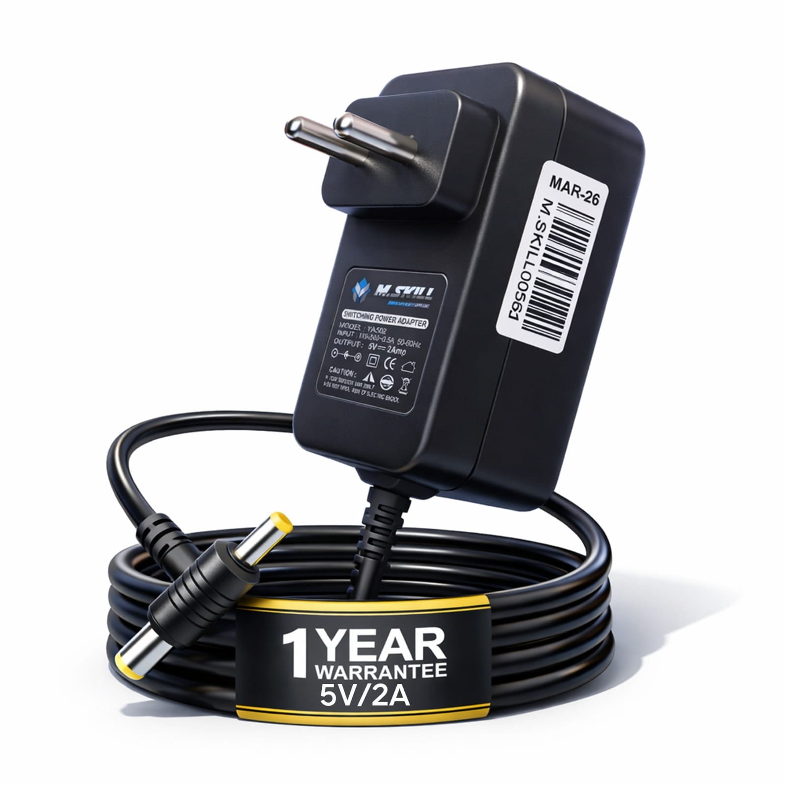 Power Adapter M.Skill 5V 2AMP DC + SONY PIN | Short Circuit & Overload Protection, SMPS Adapter For Cameras, Printers, Electronics & IT Gagets, Black