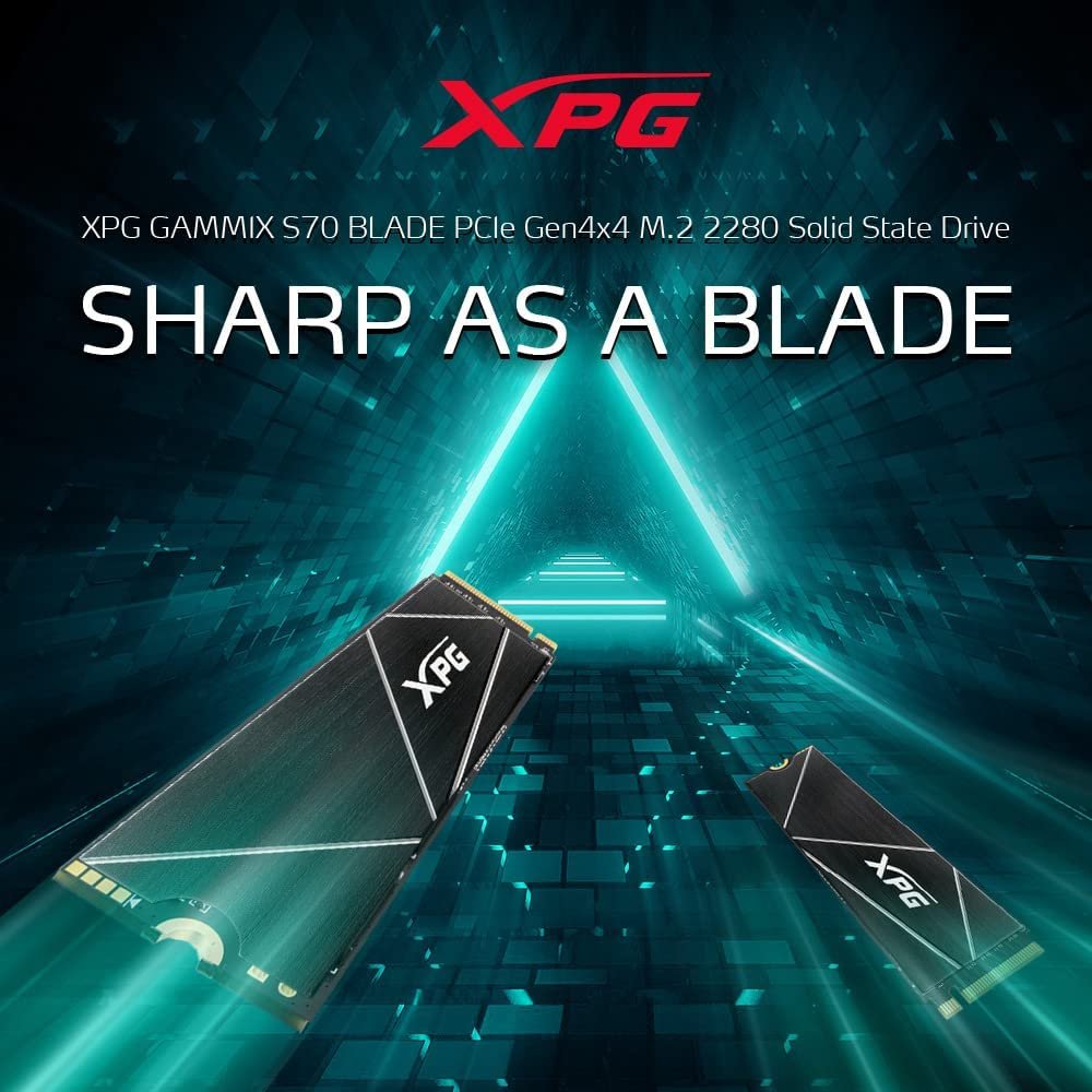Harddisk Gaming Adata XPG GAMMIX S70 Blade AGAMMIXS70B-2T-CS | 2TB M.2 NVME PCIe Gen4x4 2280 Internal Solid State Drive/SSD, Read/Write Speed Up to 7,400/6800 MB/s, Compatible with PC, Laptop and Play Station5