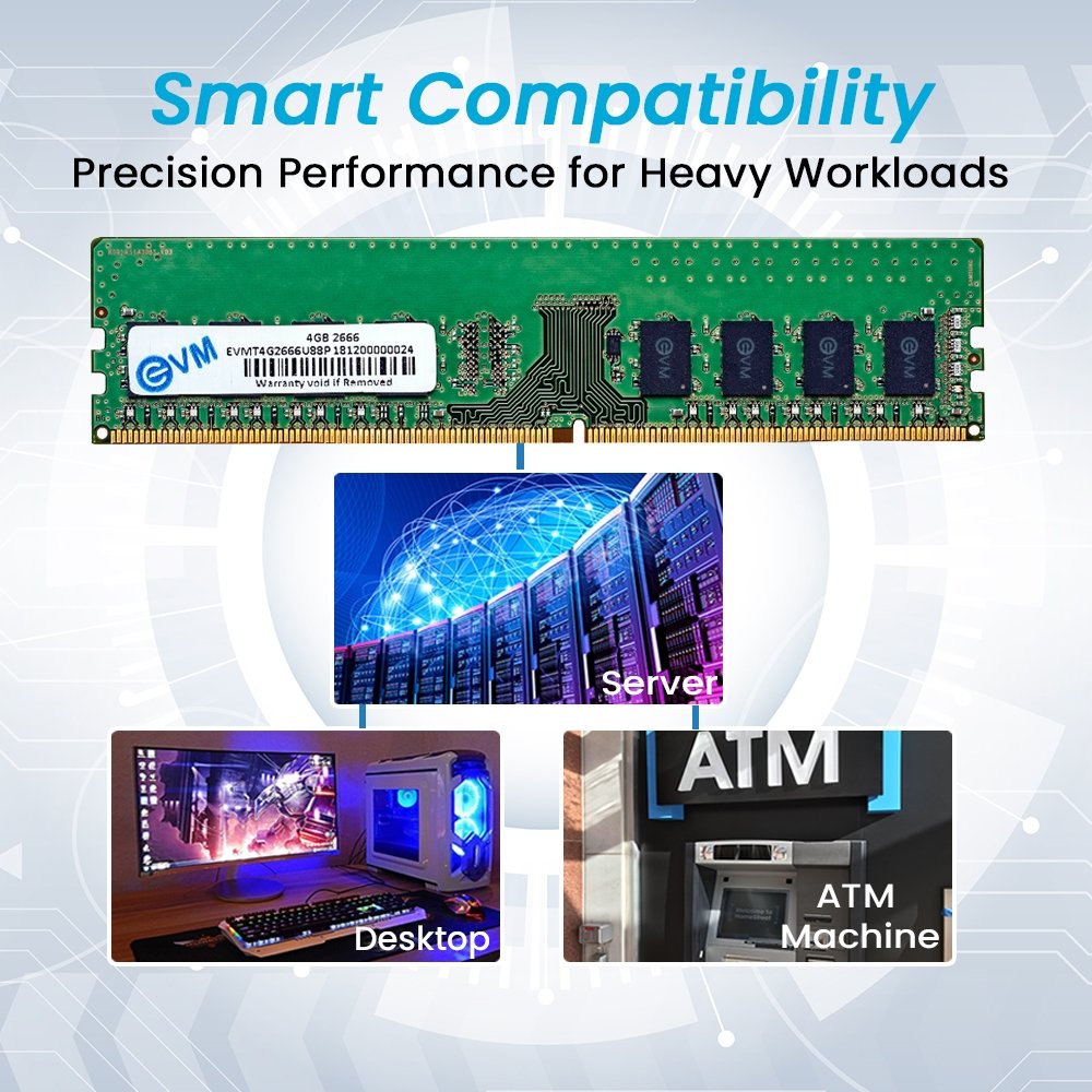 RAM EVM 4GB DDR4 2666MHz Desktop EVMT4G2666U88P | Update Your Desktop's Performance, CL15 Latency, Compatible with Intel, AMD, & Mac Systems