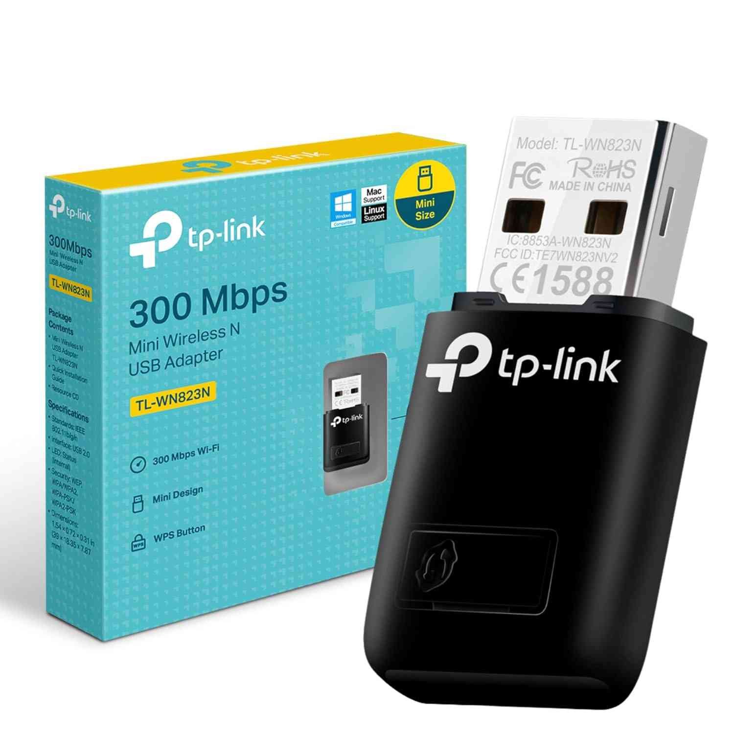 Adapter TP-Link WiFi Dongle TL-WN823N | 300 Mbps Mini Wireless Network USB Wi-Fi Adapter for PC Desktop Laptop, Supports Windows XP/7/8/8.1, Mac OS and Linux, WPS, Soft AP Mode, USB 2.0 | Black