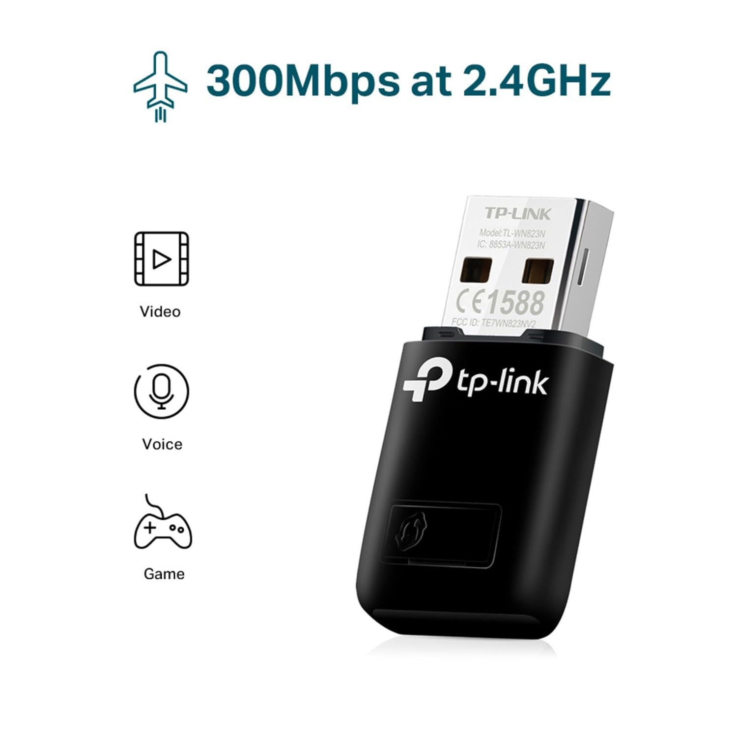 Adapter TP-Link WiFi Dongle TL-WN823N | 300 Mbps Mini Wireless Network USB Wi-Fi Adapter for PC Desktop Laptop, Supports Windows XP/7/8/8.1, Mac OS and Linux, WPS, Soft AP Mode, USB 2.0 | Black