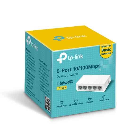 Switch TP-Link LS1005 | 5-Port 10/100Mbps Desktop Switch, Plug & play, White