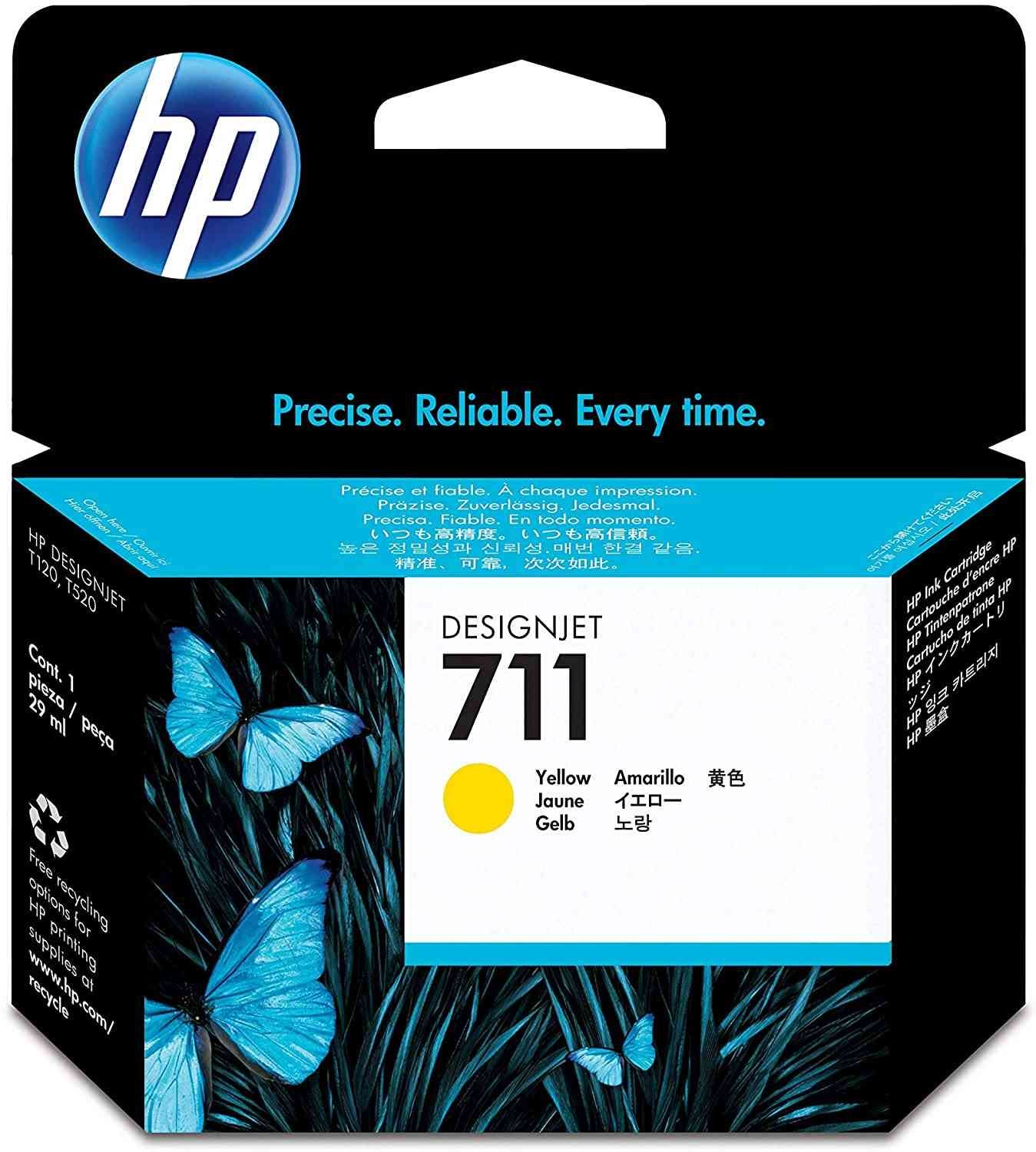 Ink Cartridge HP 711 29ml DesignJet CZ132A, Yellow | Compatible with HP DesignJet T520 & T120 Printer Series