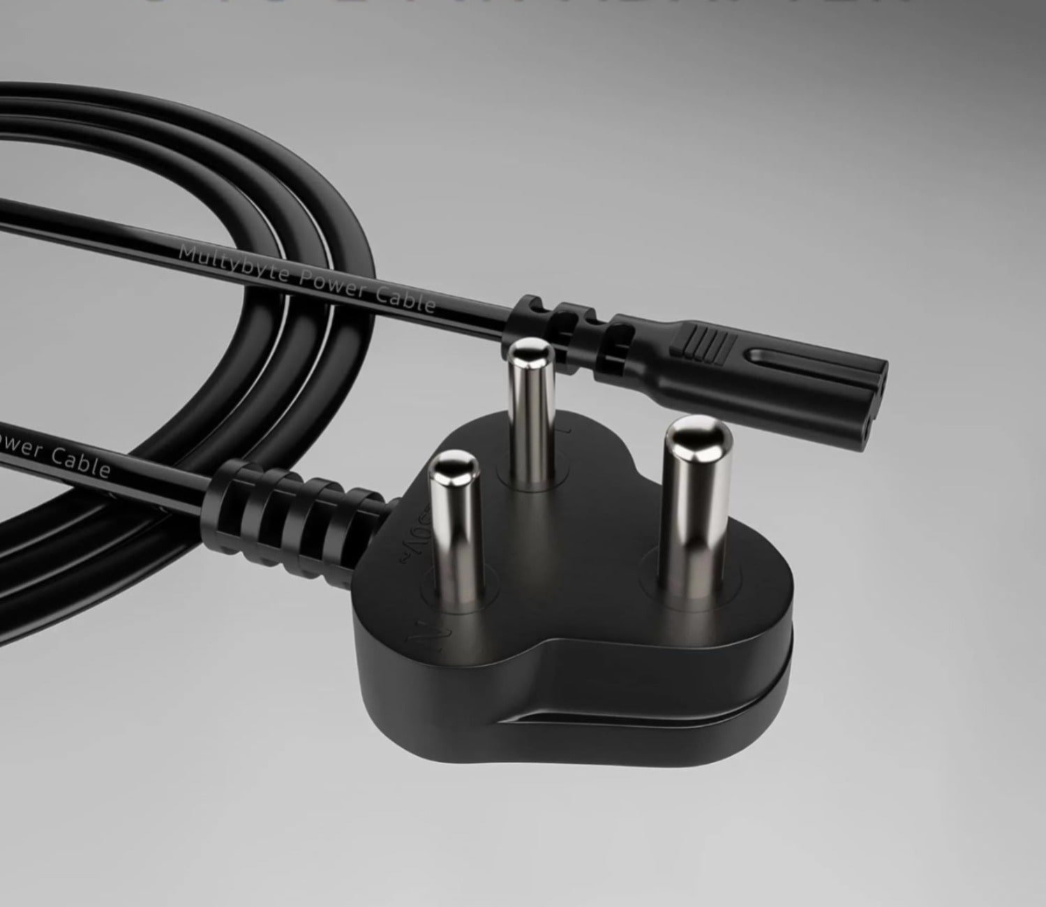 Power Cord GETCAB 2 Pin To 3 Pin Universal 1.5mtr Power Cable | Wire For Printer, Play Station, Tape Recorder, Camera, Grey