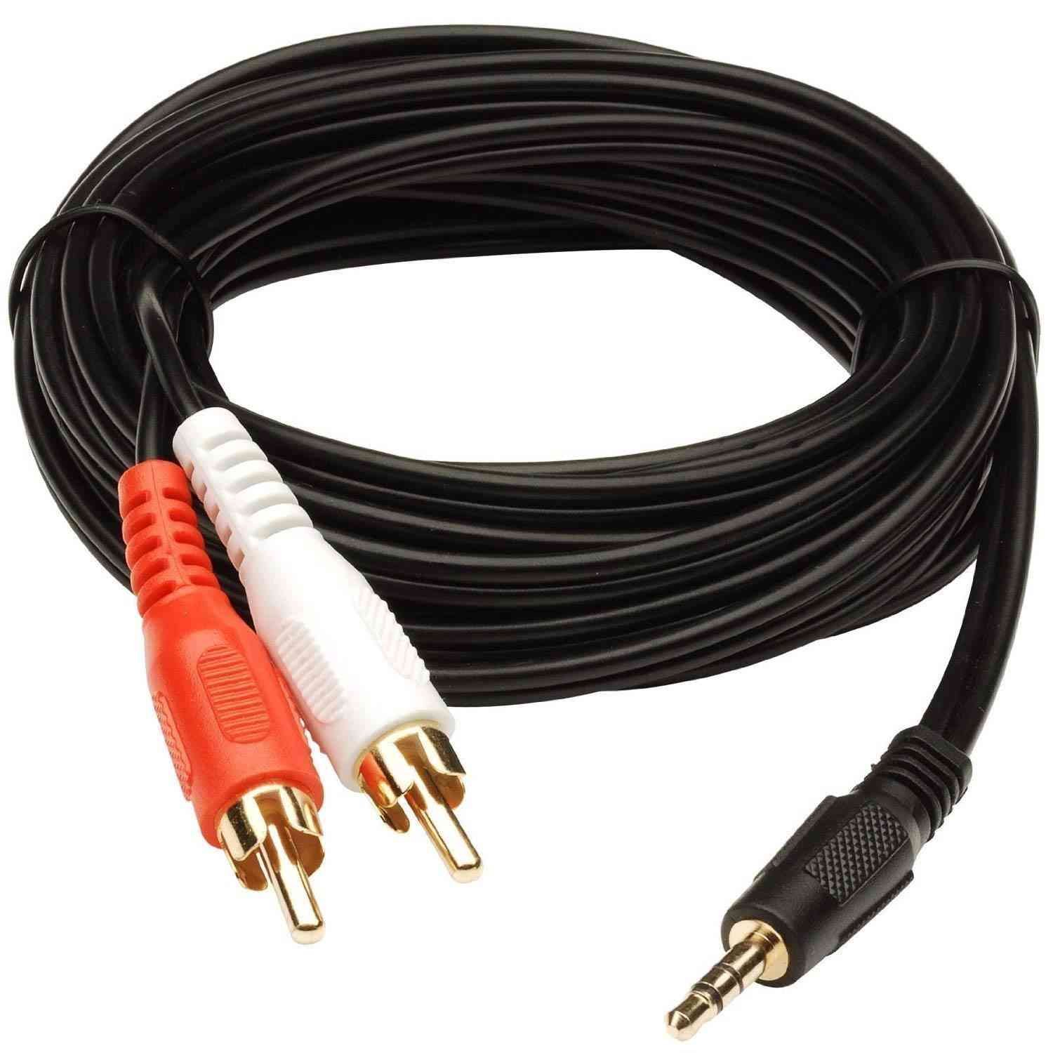 Cable Multybyte 1.5 Meters 3.5mm, Stereo Audio Male to 2 RCA Male GP-10113 | Works with VCR, DVD, HD-TV, any other audio video equipment with 2RCA connectors, Black