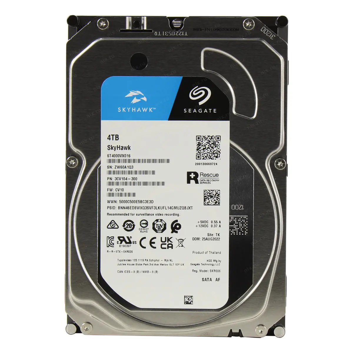 Harddisk Seagate Skyhawk 4tb surveillance HDD | 3.5 Inch Internal SATA (SATA/600), Conventional Magnetic Recording (CMR) Method, Network Video Recorder, Camera, Video Recorder Device Supported (ST4000VX016)
