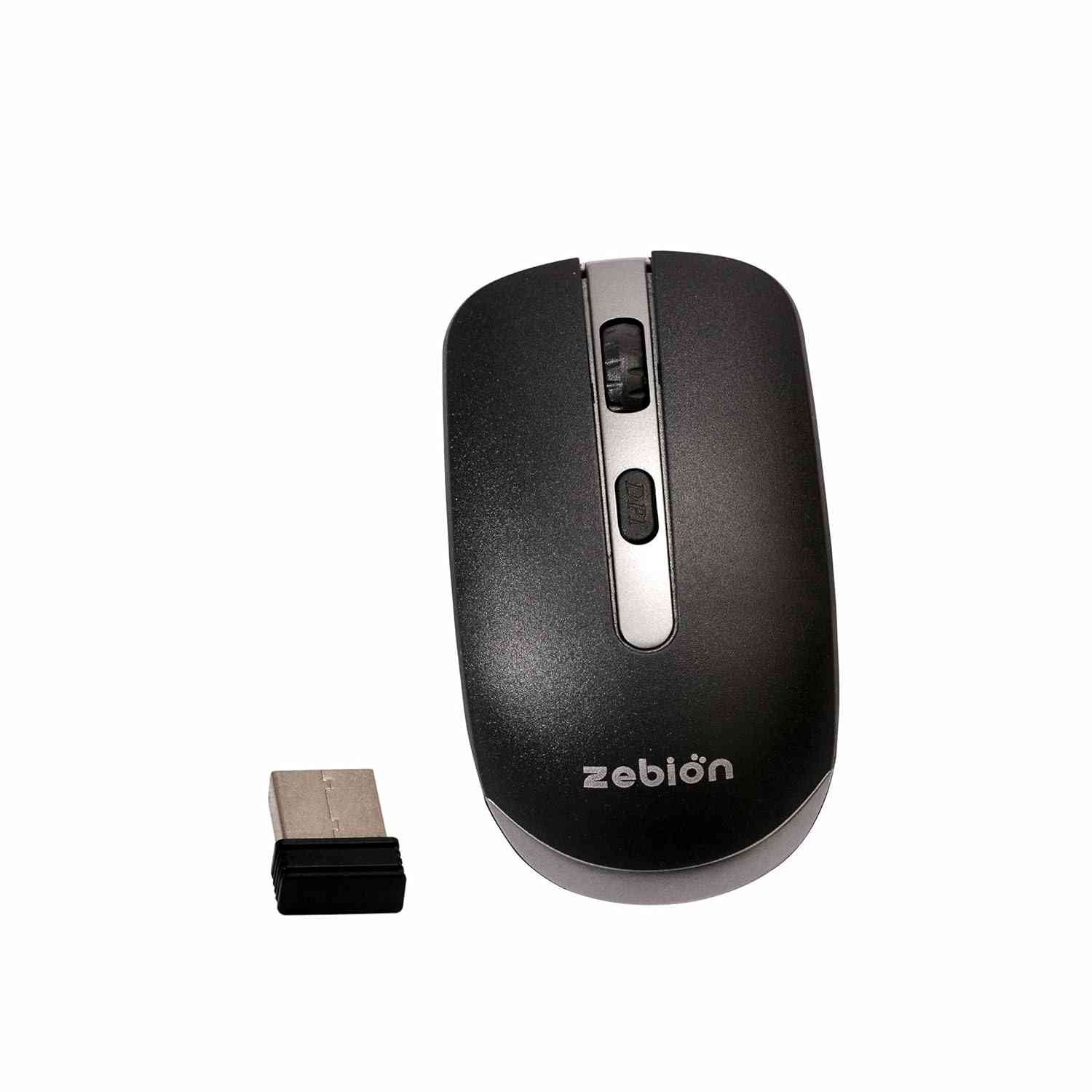 Mouse Zebion Cordless Glider Wonder | Glider Wonder wireless Mouse, with extra smooth gliding, has Nano Receiver with upto 10M range, 8G Acceleration Sensor, Automatic Sleep State, Supports All Win OS, 1 Year Warranty