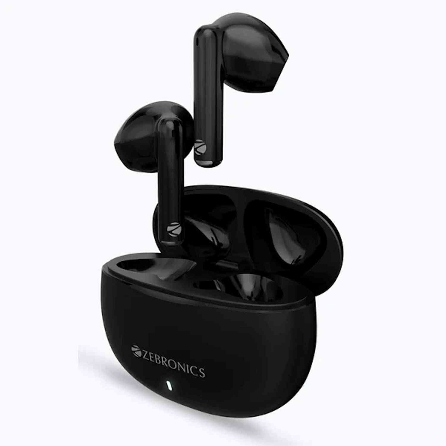 Earbuds Zebronics Zeb-Jiggle | Wireless Bluetooth Earphone Up to 30h* battery life with charging case, Touch Control, Type-C charging, Built-In rechargeable battery, Black