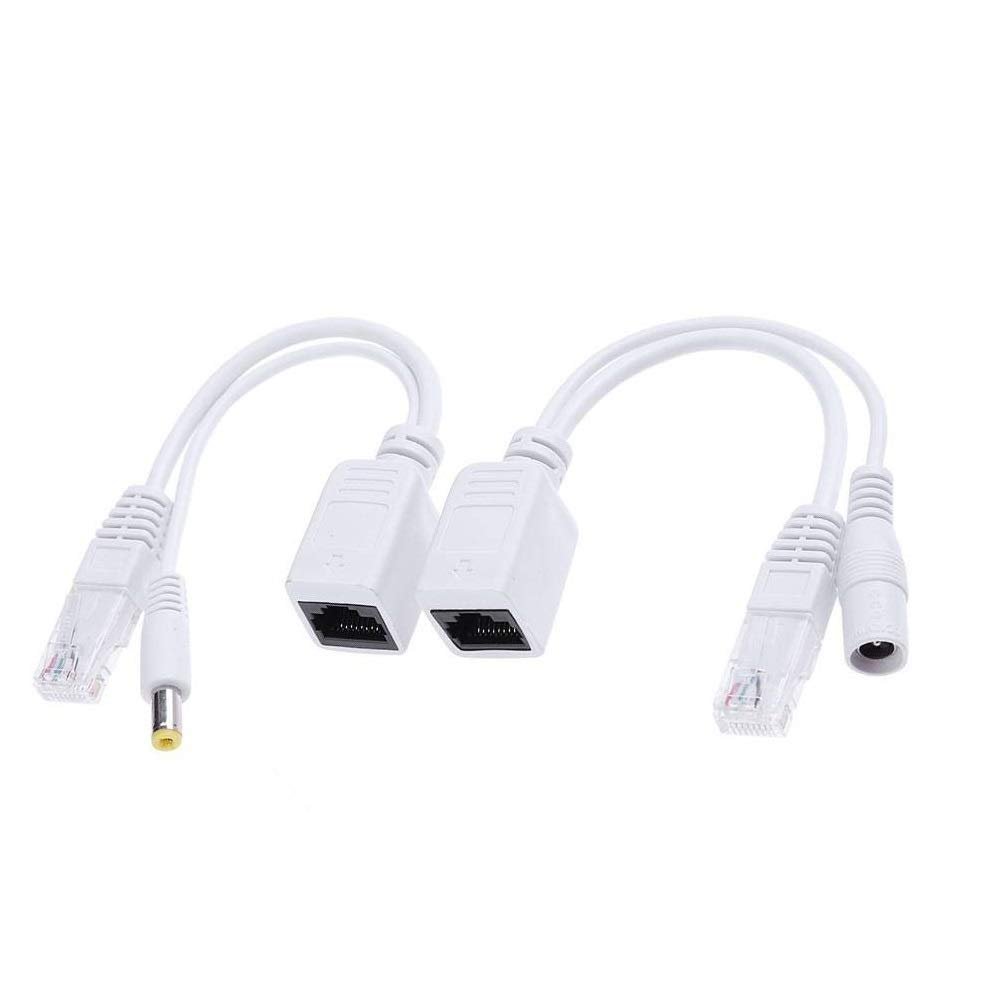 Cable PoE Power Over Ethernet, PoE Injector Splitter Adapter PoE Cable (Pair, White)