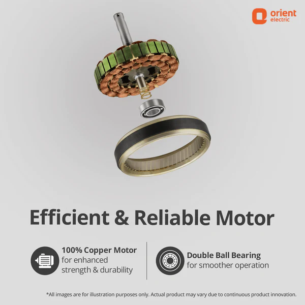 Ceiling Fan Orient 1200mm Rapid Air 1 Star | High Speed 3 Blade Ceiling Fan With 400 RPM Motor & 214 CMM Air Delivery, 100% Copper Motor, Double Ball Bearing For Longer Life, Durable Ribbed Blades For Strength, Brown