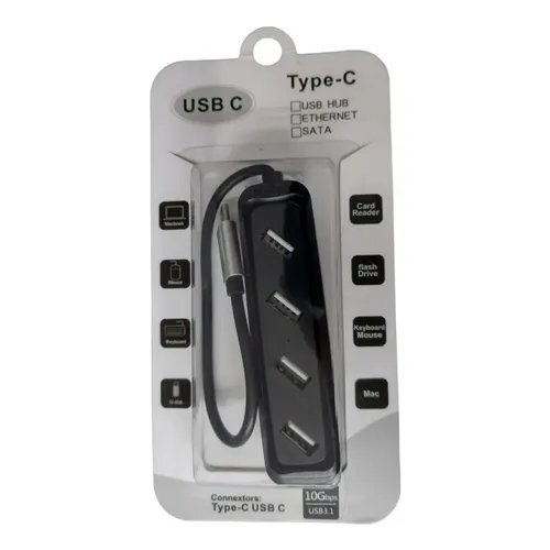 Usb Hub Ranz 4port 3.1 type-c for Computer, Laptop, Desktop High, Speed Data Transfer | Black