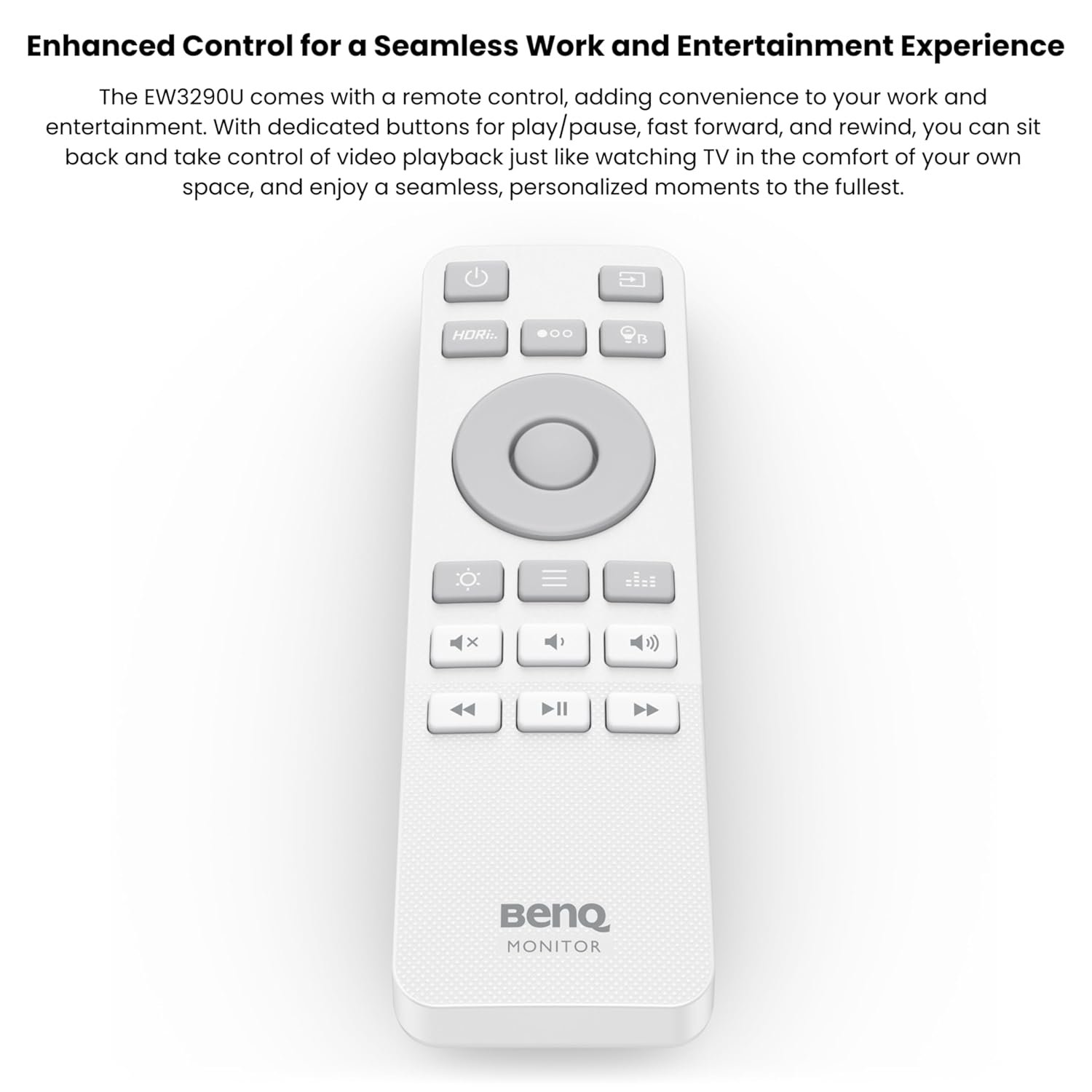 Monitor BenQ 32 Inch EW3290U | 4K UHD HDR 3840 x 2160 Work & Entertainment Display Monitor With 98% P3, Remote Control, AI Contrast, USB-C (65W PD), 3 x HDMI Ports, USB Hub, Ergonomic, Eye-Care, White